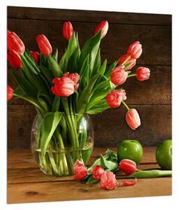 Slika crvenih tulipana u vazi (30x30 cm)