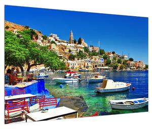 Ljetna slika mediteranske luke (90x60 cm)