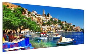 Ljetna slika mediteranske luke (120x50 cm)