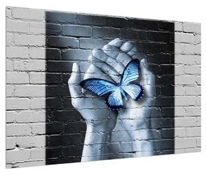 Moderna slika dlanova s leptirom (90x60 cm)