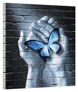 Moderna slika dlanova s leptirom (30x30 cm)