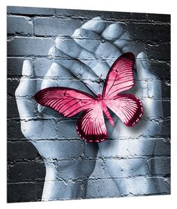 Moderna slika dlanova s ​​leptirom (30x30 cm)