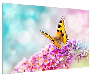 Slika leptira na cvijetovima (90x60 cm)
