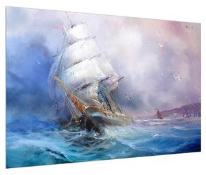 Slika broda na olujnom moru (90x60 cm)