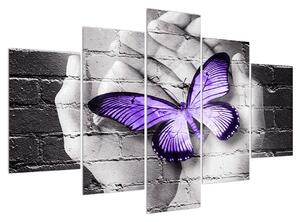 Moderna slika dlanova s ​​leptirom (150x105 cm)