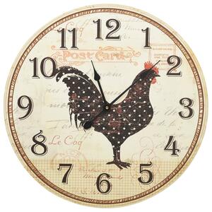 VidaXL 325184 Wall Clock with Chicken Design Multicolour 60 cm MDF