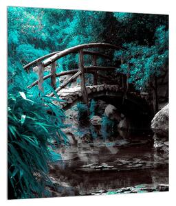 Slika drvenog mosta preko riječice (30x30 cm)