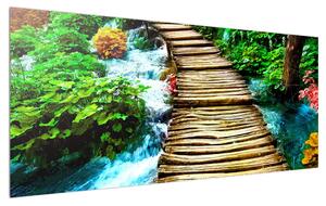 Slika drvene staze preko rijeke (120x50 cm)