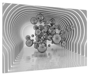 Apstraktna crno-bijela slika - mjehurići (90x60 cm)