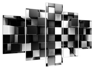 Apstraktna crno-bijela slika - kocke (150x105 cm)