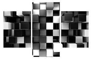 Apstraktna crno-bijela slika - kocke (90x60 cm)