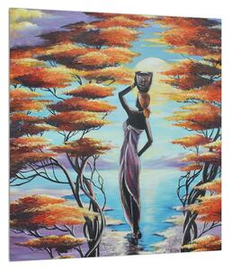 Orijentalna slika žene, drveća i sunca (30x30 cm)