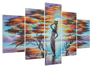 Orijentalna slika žene, drveća i sunca (150x105 cm)