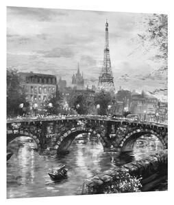 Slika crno-bijelog krajolika s Eiffelovim tornjem (30x30 cm)