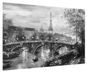 Slika crno-bijelog krajolika s Eiffelovim tornjem (90x60 cm)