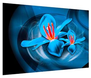 Moderna plava slika cvijeća (90x60 cm)