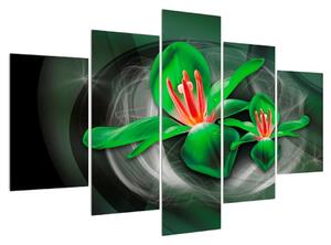 Moderna zelena slika cvijeća (150x105 cm)