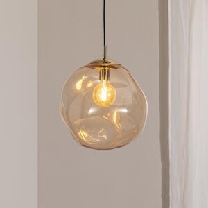 TK Lighting Staklena viseća svjetiljka Sol, Ø 35 cm, crna/jantarna, prigušiva, Providna, Dnevni boravak/blagovaonica, Staklo