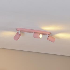 TK Lighting Stropni reflektor Livia, ružičasti, 52 cm, 3 žarulje, metal, GU10, prigušiva, Ružičasta ruža, rasadnik, Metal