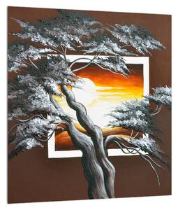 Moderna slika stabla i izlaska sunca (30x30 cm)