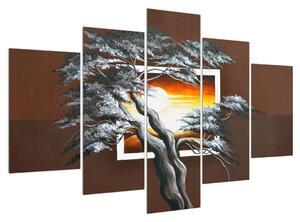 Moderna slika stabla i izlaska sunca (150x105 cm)