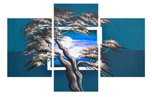 Plava slika stabla i izlaska sunca (90x60 cm)