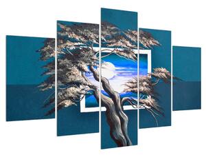 Plava slika stabla i izlaska sunca (150x105 cm)