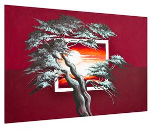 Moderna slika stabla i izlaska sunca (90x60 cm)