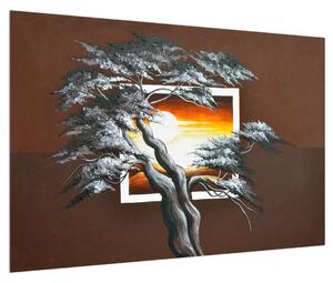 Moderna slika stabla i izlaska sunca (90x60 cm)