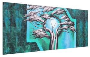 Orijentalna plava slika stabla i sunca (120x50 cm)