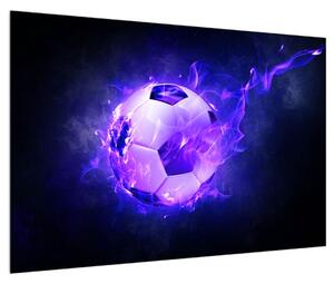 Slika nogometne lopte na plavoj vatri (90x60 cm)