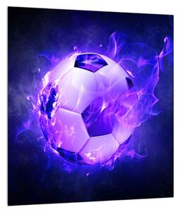 Slika nogometne lopte na plavoj vatri (30x30 cm)