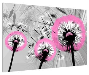 Moderna slika paperja ružičastih maslačaka (90x60 cm)