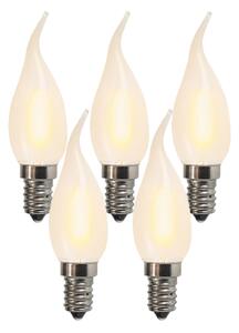 Set od 5 E14 LED matiranih žarulja u obliku svijeće BXS35 1W 100 lumena 2200K