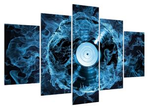 Slika gramofonske ploče u plavoj vatri (150x105 cm)