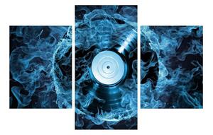 Slika gramofonske ploče u plavoj vatri (90x60 cm)