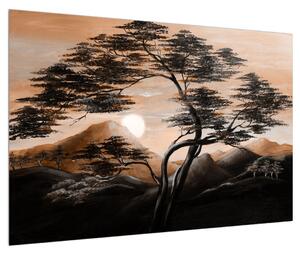 Slika stabla, planina i sunca (90x60 cm)
