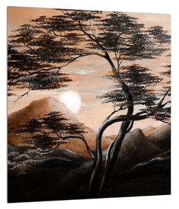 Slika stabla, planina i sunca (30x30 cm)