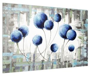 Apstraktna slika - plavi baloni (90x60 cm)