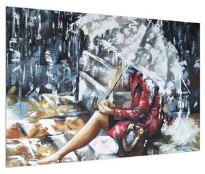 Slika žene pod kišobranom (90x60 cm)