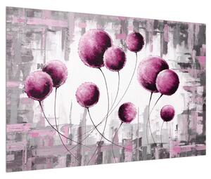 Apstraktna slika - ružičasti baloni (90x60 cm)
