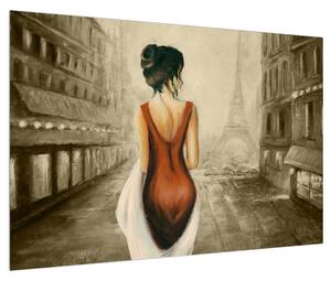 Slika žene i Eiffelov toranj (90x60 cm)