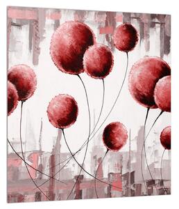 Apstraktna slika - crveni baloni (30x30 cm)