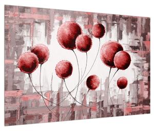 Apstraktna slika - crveni baloni (90x60 cm)