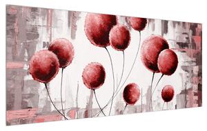 Apstraktna slika - crveni baloni (120x50 cm)