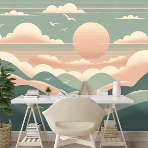 Tapeta pastelne planine s izlaskom sunca