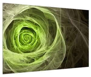 Apstraktna slika zelene ruže (90x60 cm)