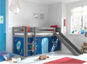 Sivi povišeni dječji krevet od borovine 90x200 cm PINO - Vipack