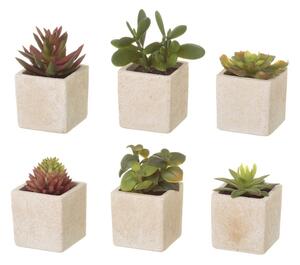 Set s 6 umjetnih ukrasa u obliku egzotičnog kaktusa u posudi Casa Selección