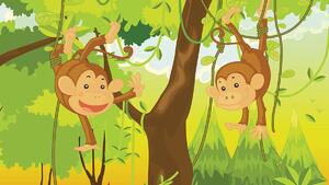 Foto tapeta - Majmuni - djeca (152,5x104 cm)